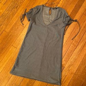 Tie Sleeve Plunge Shift Dress